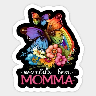 World's Best Momma Mom 2023 Pretty Rainbow & Butterflies Sticker